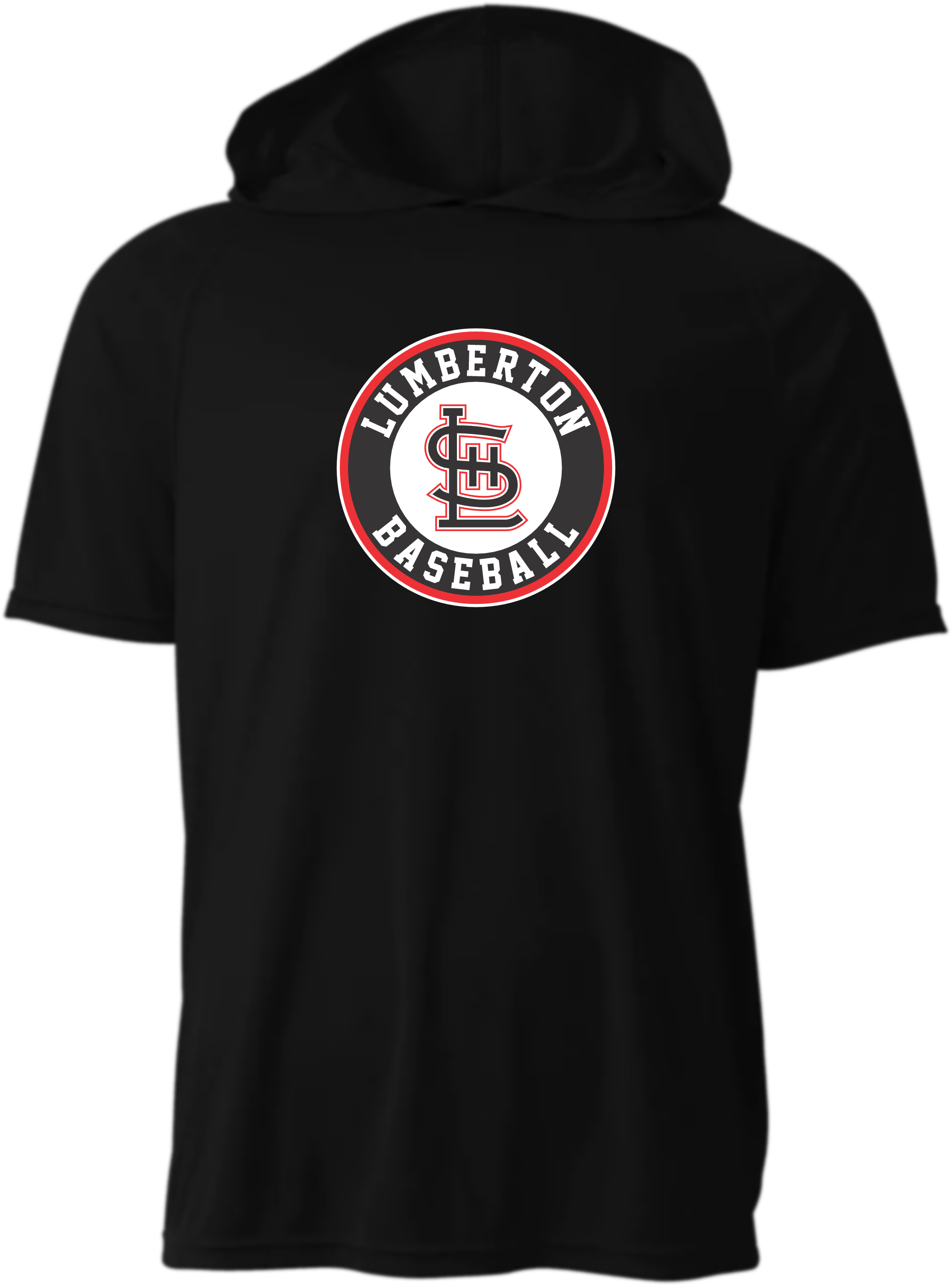 LUMBERTON BASEBALL LOGO  - BLACK Dri-fit SS Hoodie Tee